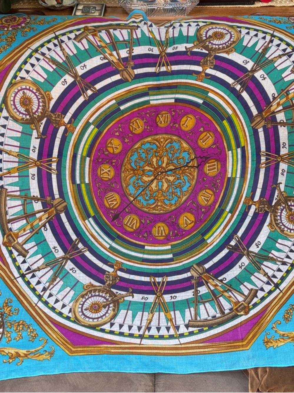 Echo Multicolor time piece Print Silk- beautiful piece 40 /40 inches
